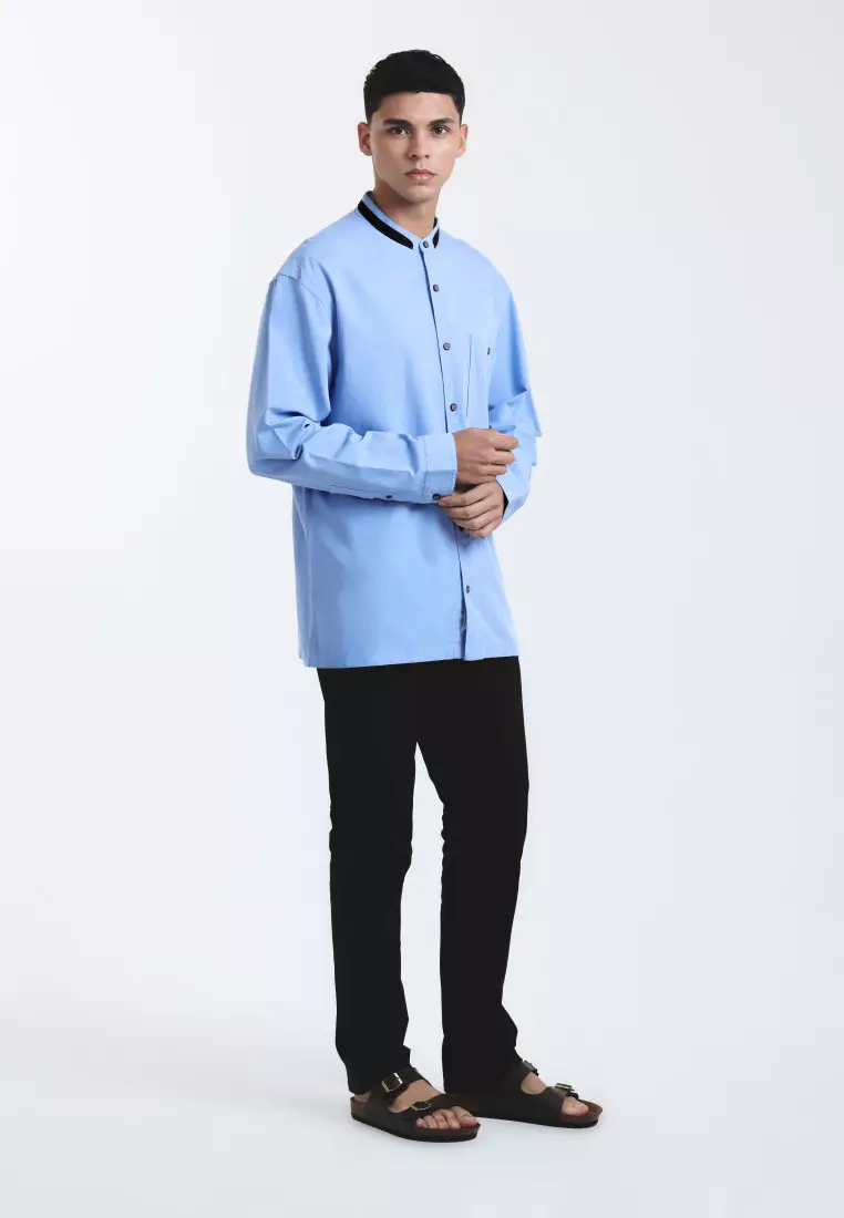 Emba Denim - Aram One Kemeja Koko Pria Lengan Panjang Oversize Blue