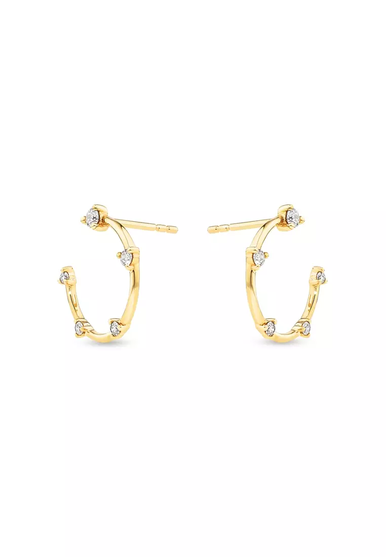 Buy Michael Hill Diamond Studded Open Hoop Earrings in 10kt Yellow