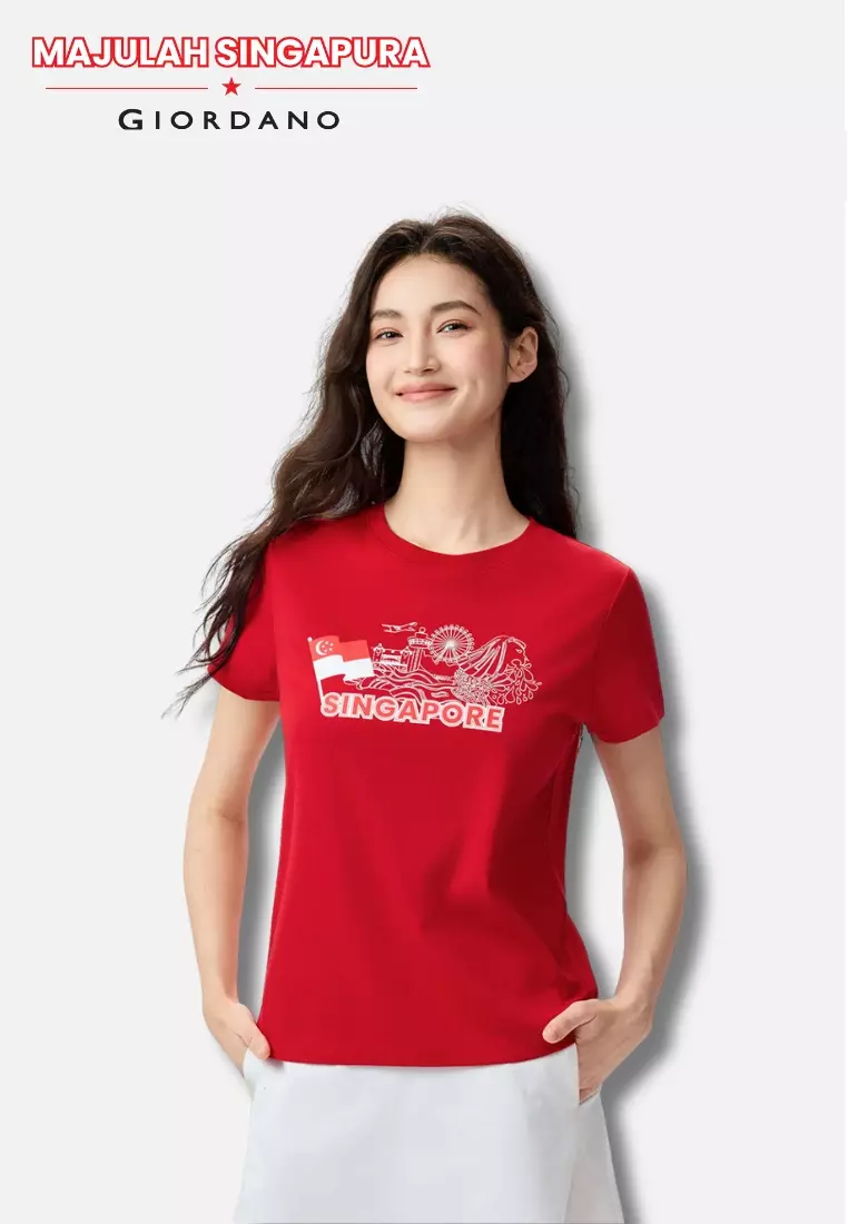 Giordano Women NDP 2026 Collection Regular Fit Crew Neck Graphic T-Shirt (Singapore National Day Parade Collection)