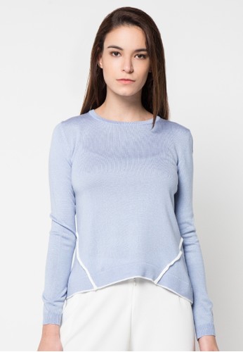 Contrast Piping Loose Sweater