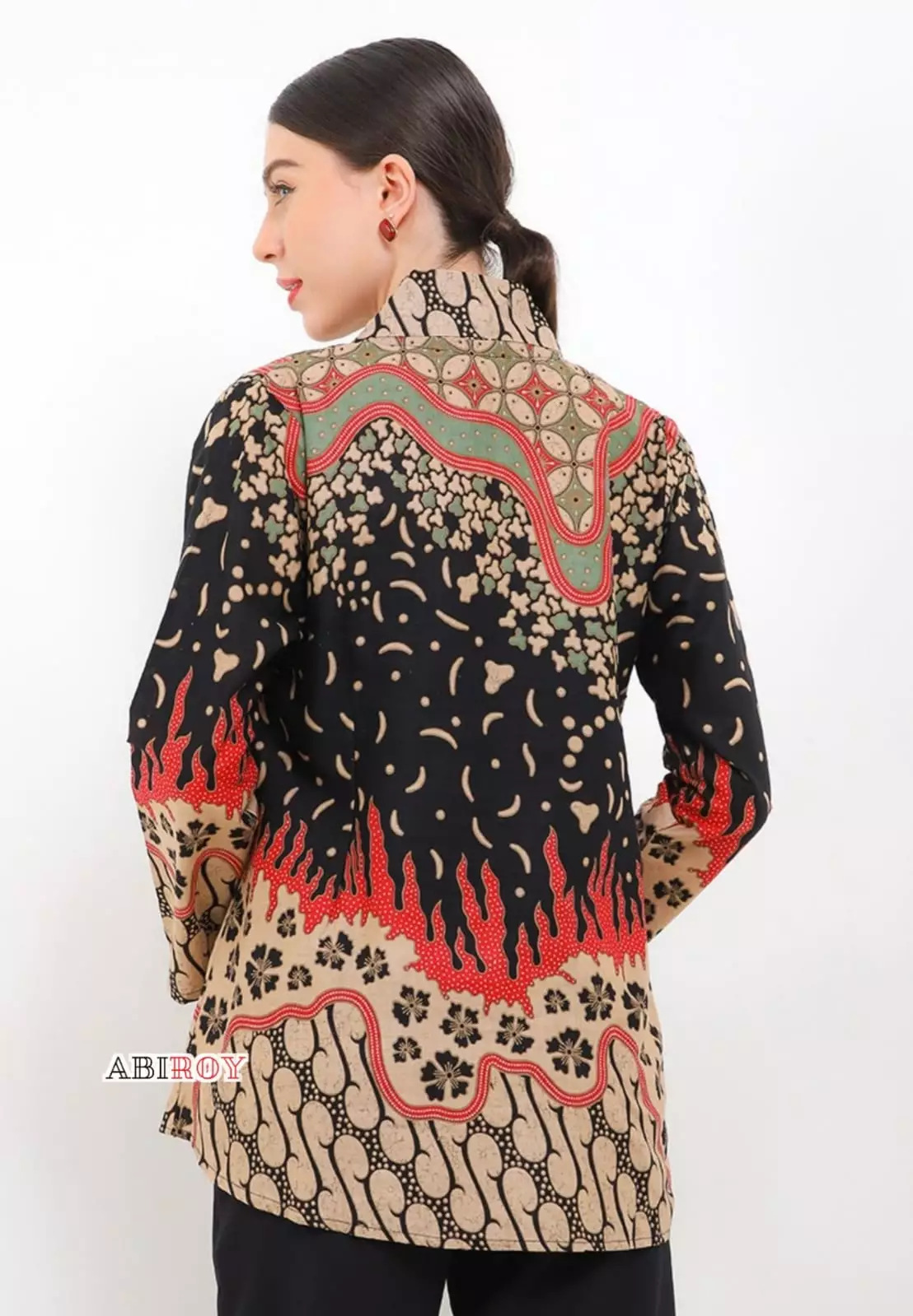 Blouse Batik Kawunggaru Hitam Premium Slimfit Elegant NLN