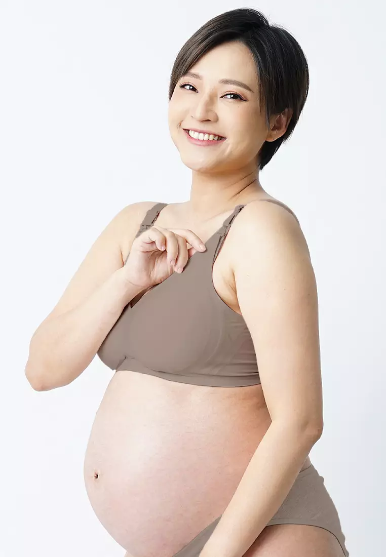 Khaki Grey Antibacterial Seamless Wireless Nursing Bra