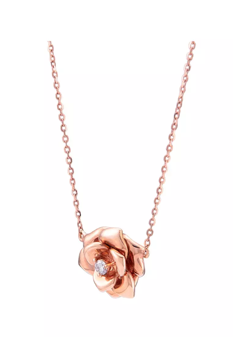 [ Free Necklace ] LITZ 18K Rose Gold Diamond Pendant IS-P17533 (2.28g+/-)