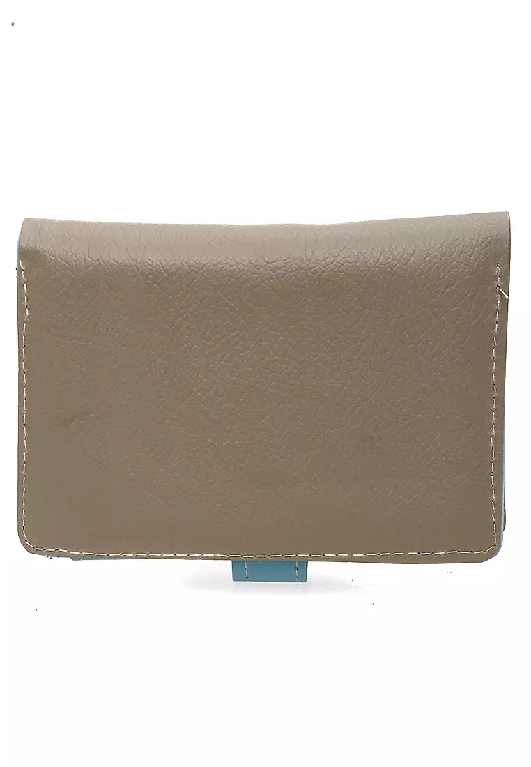 Fecesa Dompet Pendek Lipat Wanita Model Leaf Wallet Casual Many Slot Material Kulit Leather ORIGINAL - Mocca Blue
