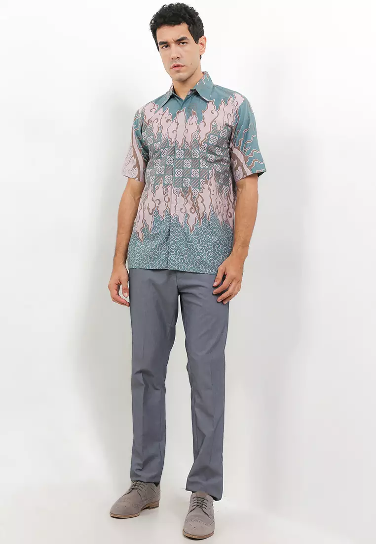 Seroja Kemeja Batik Premium Pria Casual Modern Lengan Pendek