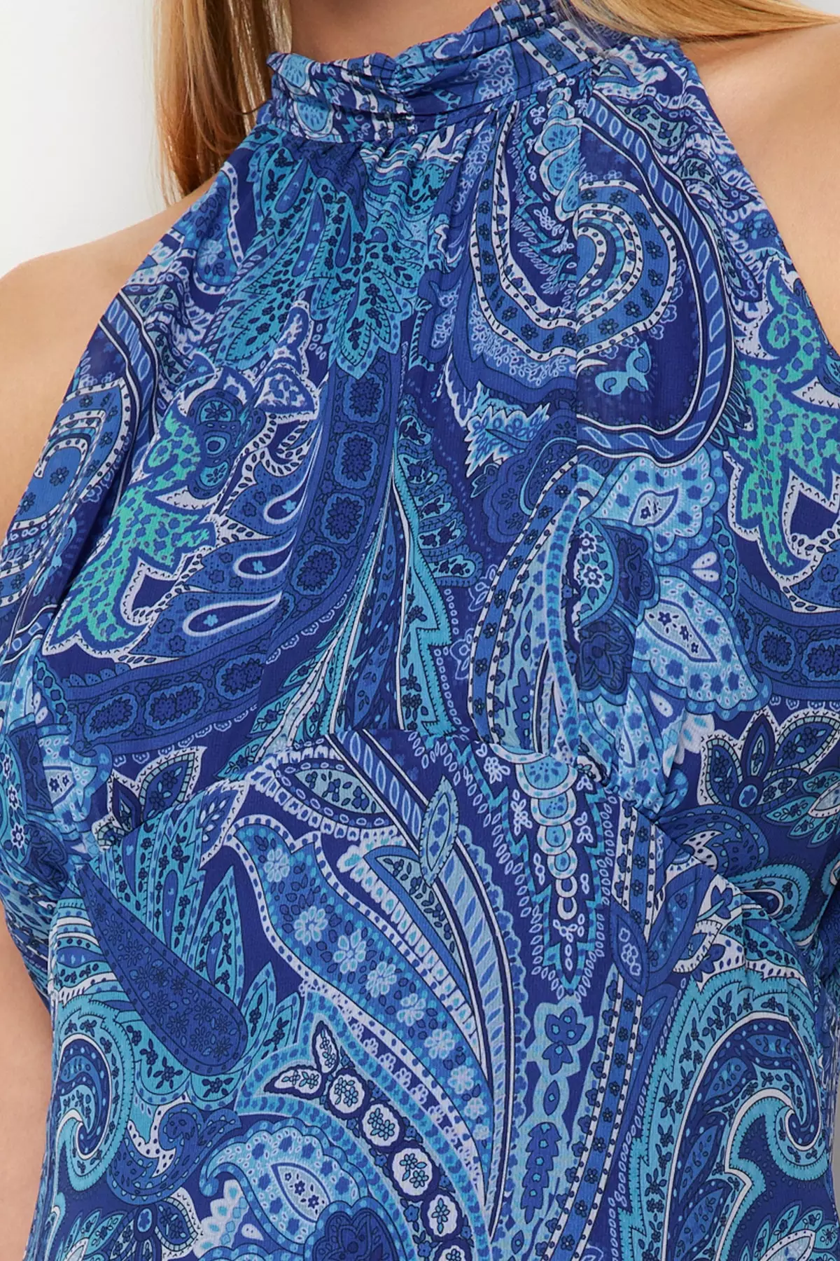 Stand-Up Collar Printed Dress