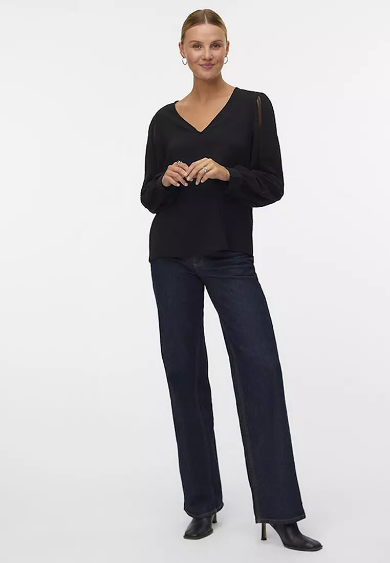 V-Neck Long Sleeves Top