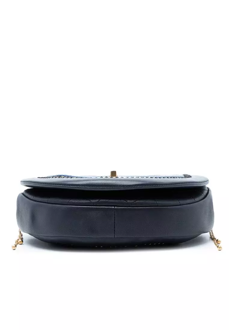 Pre-Loved Chanel Small Quilted Lambskin Chain Detail Saddle Bag
