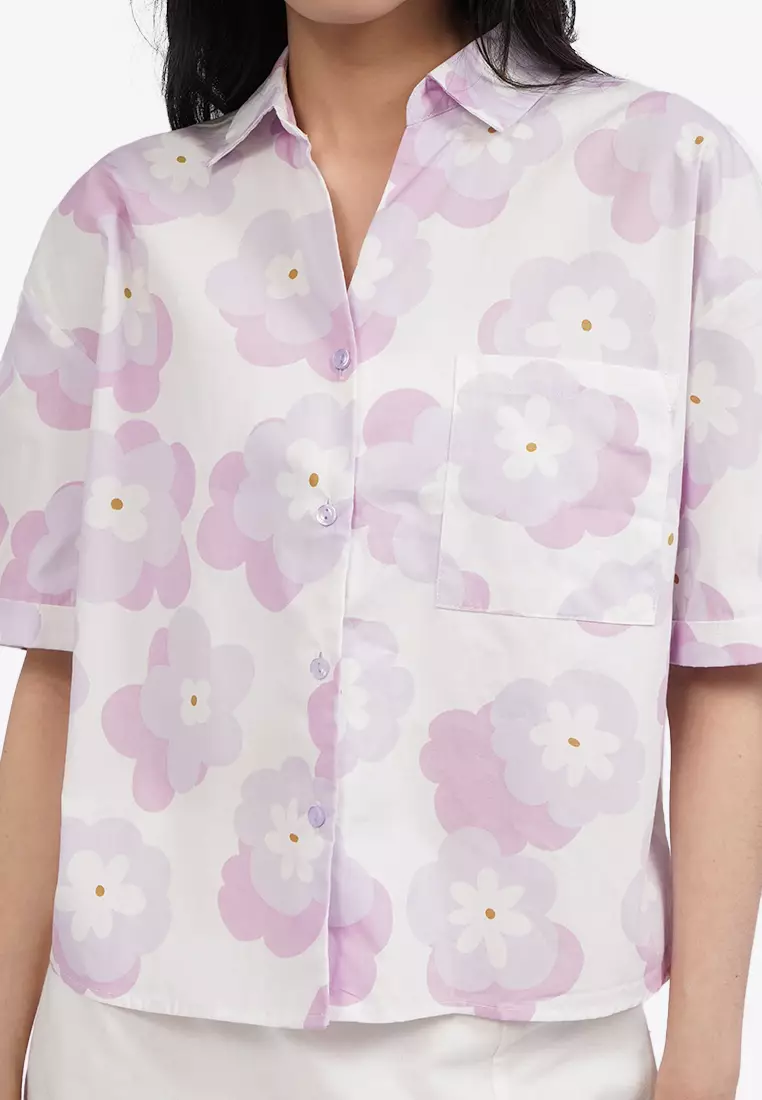 Drop Shoulder Printed Shirt with Pocket