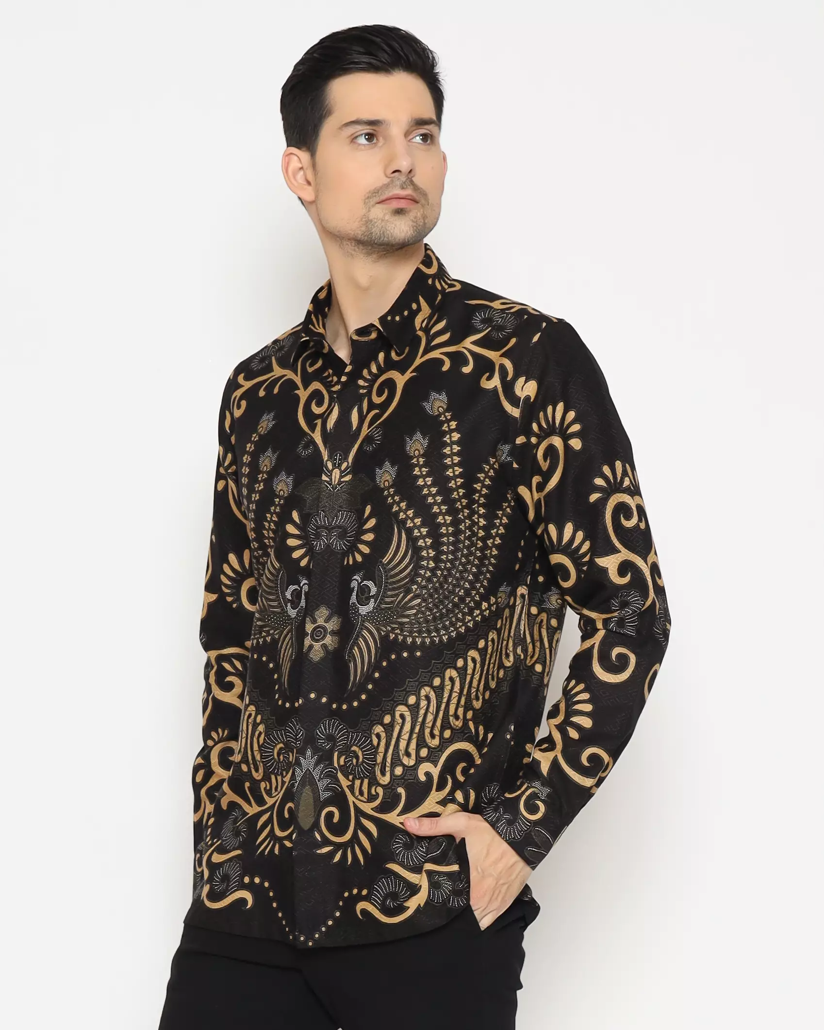 MAGINOT NARENDRA BROWN Batik MOTIF TIMBUL DOBBY Slim Fit Lengan Panjang