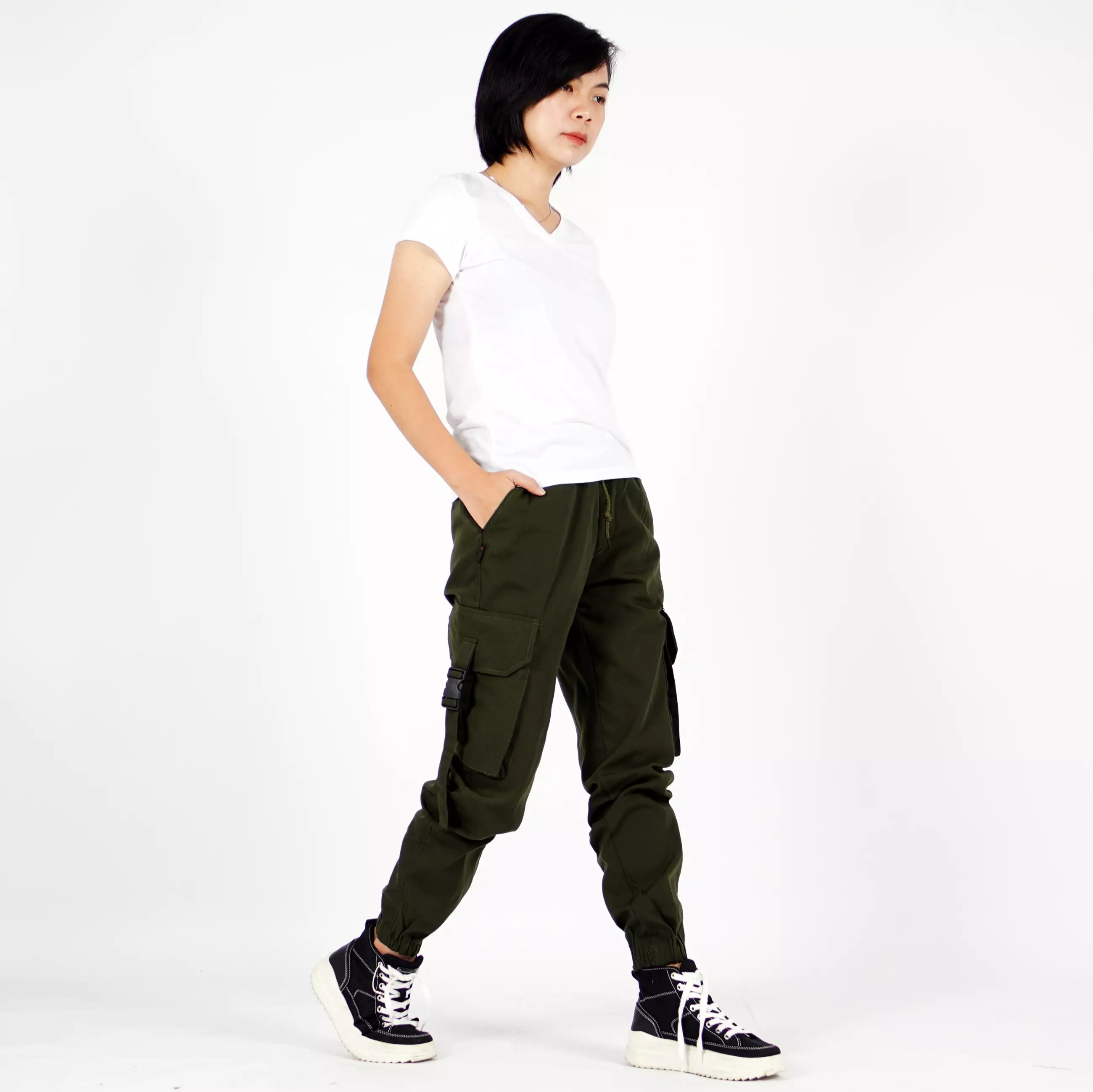  ARTHA Celana Hypebeast Celana Wanita Celana Cargo Jogger Pant - ARMY
