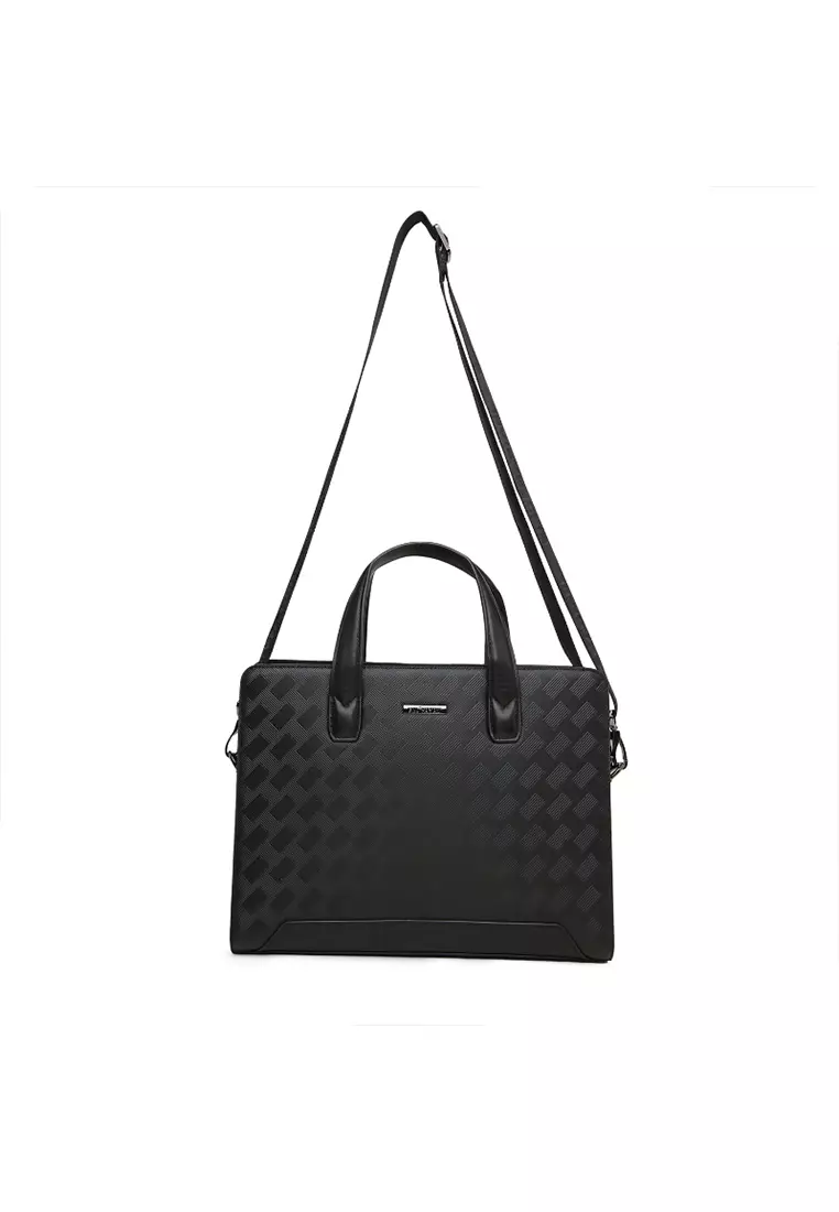 Tas Briefcase Leather Bag Gino Mariani Livio Black
