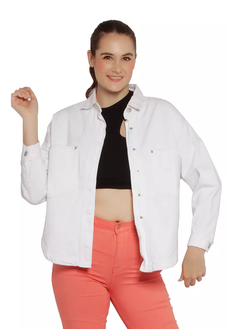 White womens 2025 denim jacket