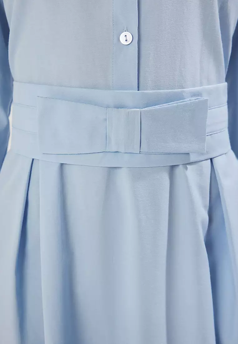 Light Blue Bow Detail Woven Dress Tctss25Eb00122