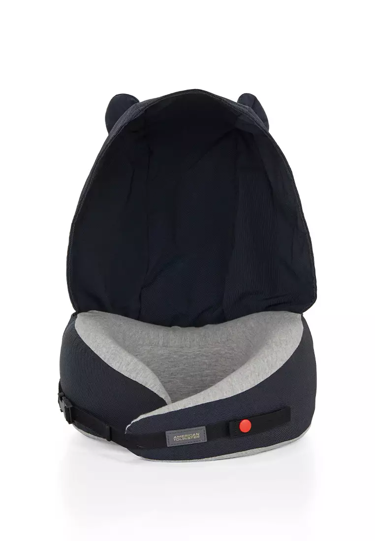AT ACCESSORIES TRAVEL PILLOW WITH HOODIE - NAVY