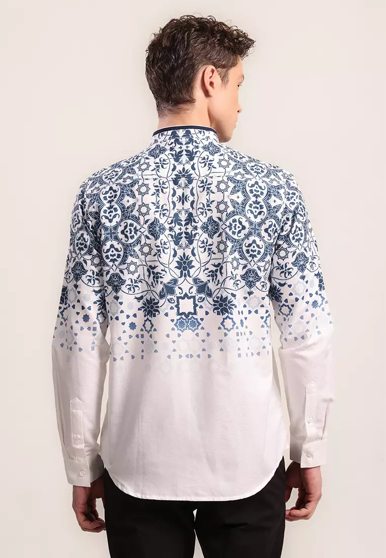 MOC - Kemeja Shanghai Lengan Panjang Pria Farhan - Blue