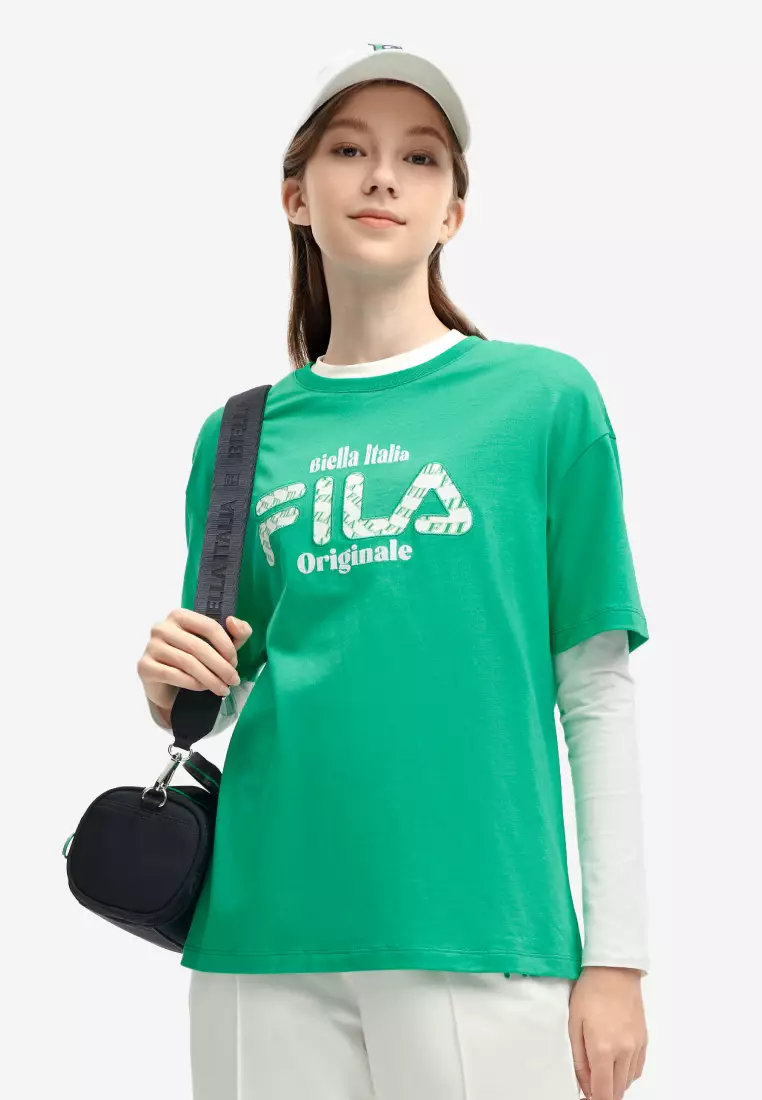 網上選購FILA ORIGINALE 系列女裝Monogram 風格全棉T 裇2024 系列