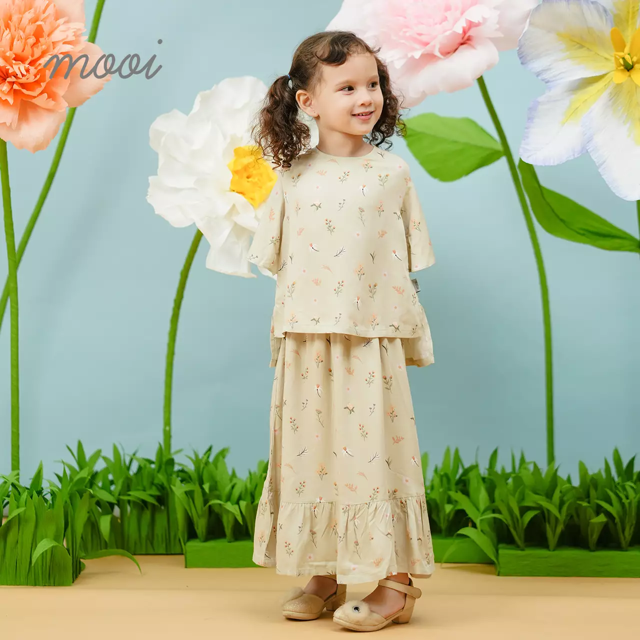 Mooi Setelan Anak Perempuan Rasha Tunik Set - Baby Blue