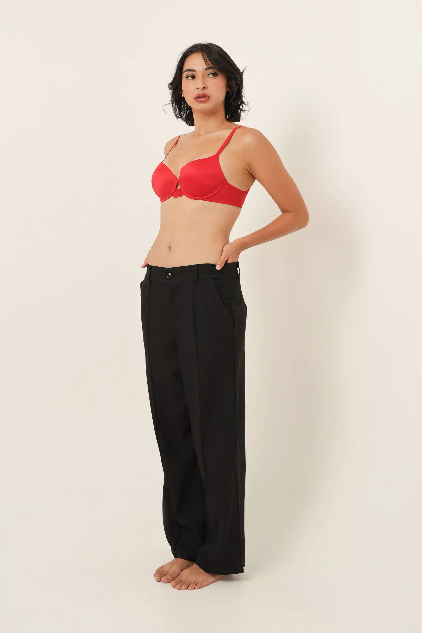 Diana Underwire T-Shirt Satin Bra - Red