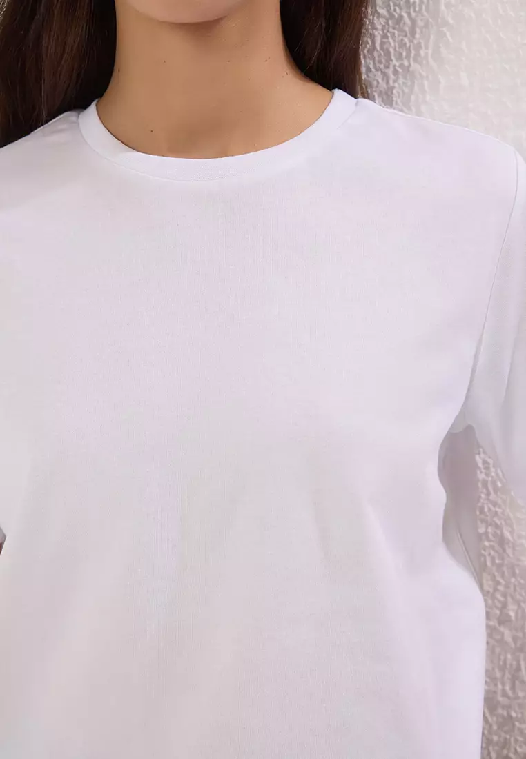 White-White Basic 100% Cotton Crew Neck 2-Pack Knitted T-Shirt Twoss20Ts0141