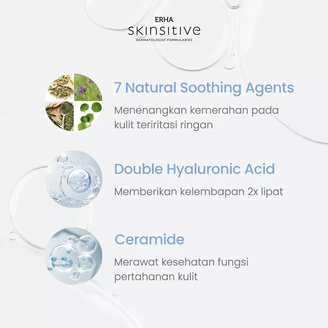 ERHA Skinsitive Ultracalm Face Toner 100g | Hydrating & Calming Toner untuk Semua Jenis Kulit (Normal - Sensitif) | Menenangkan Kulit Kering, Kemerahan, Iritasi | Skin Barrier Lebih Kuat dengan Ceramide, Niacinamide, 7 Calming Agents