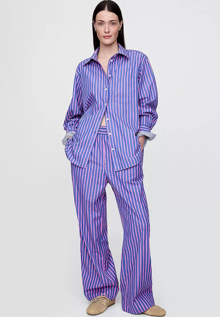 Organic Cotton Poplin Easy Wide-Leg Pants