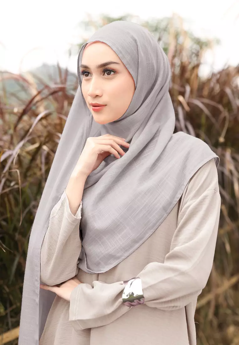 Cotton Bee - Nakeya Shawl | Hijab Pashmina | Viscose Linen - Grey