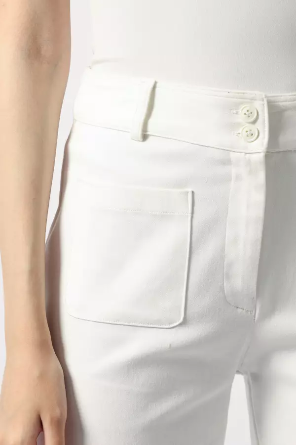 MINIMAL - Laurrie - Celana Kulot Katun Stretch - Off White Warna Offwhite
