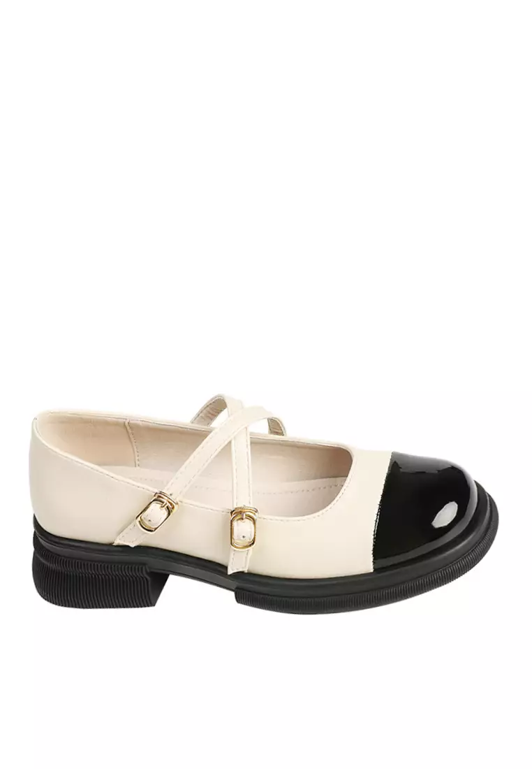 Discount on Twenty Eight Shoes  shoes - SKU: VANSA Color Block Cross Buckle Mary Jane Mid Heel Shoes VSW-FQ1-3