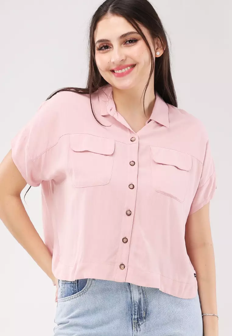 Soft Linen Woven Short Sleeves Blouse