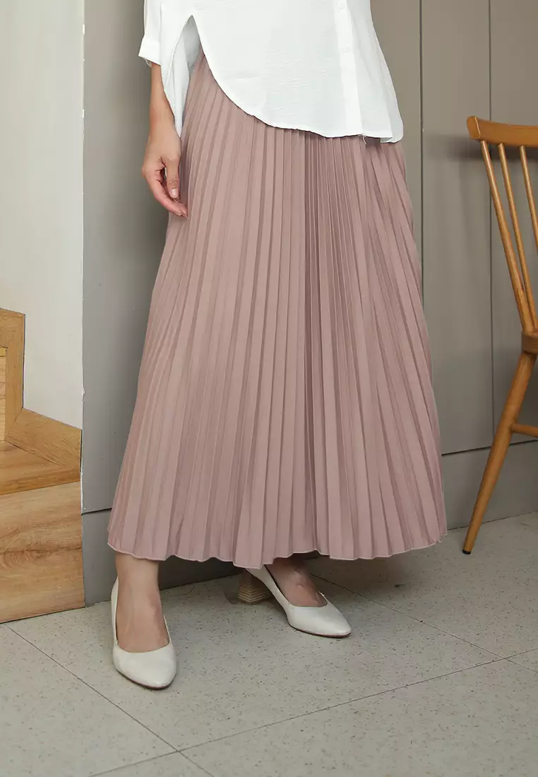 Cotton Bee - Rok Plisket Niana Aline Basic - Choco Milk