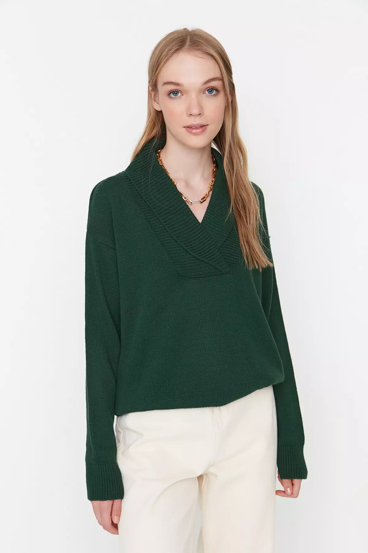 Buy Trendyol Emerald Green Collar Detailed Knitwear Sweater 2023 Online |  ZALORA Singapore