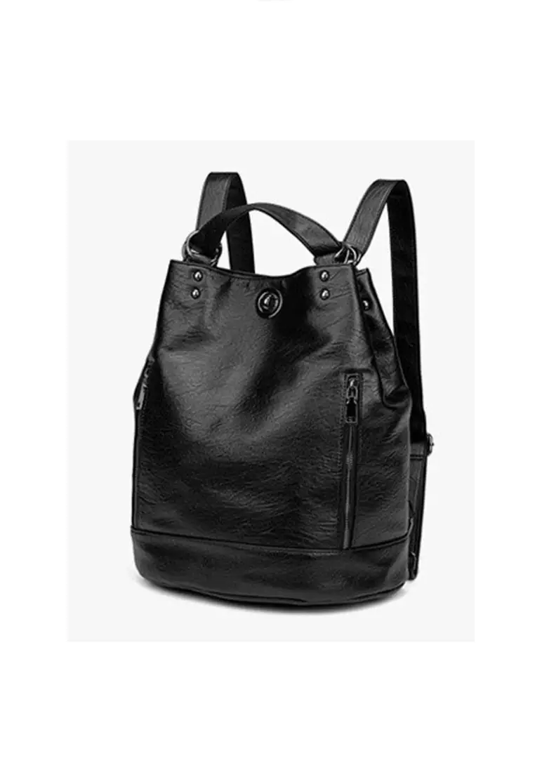 Leather Ladies Backpack Crossbody Bag 2 IN 1