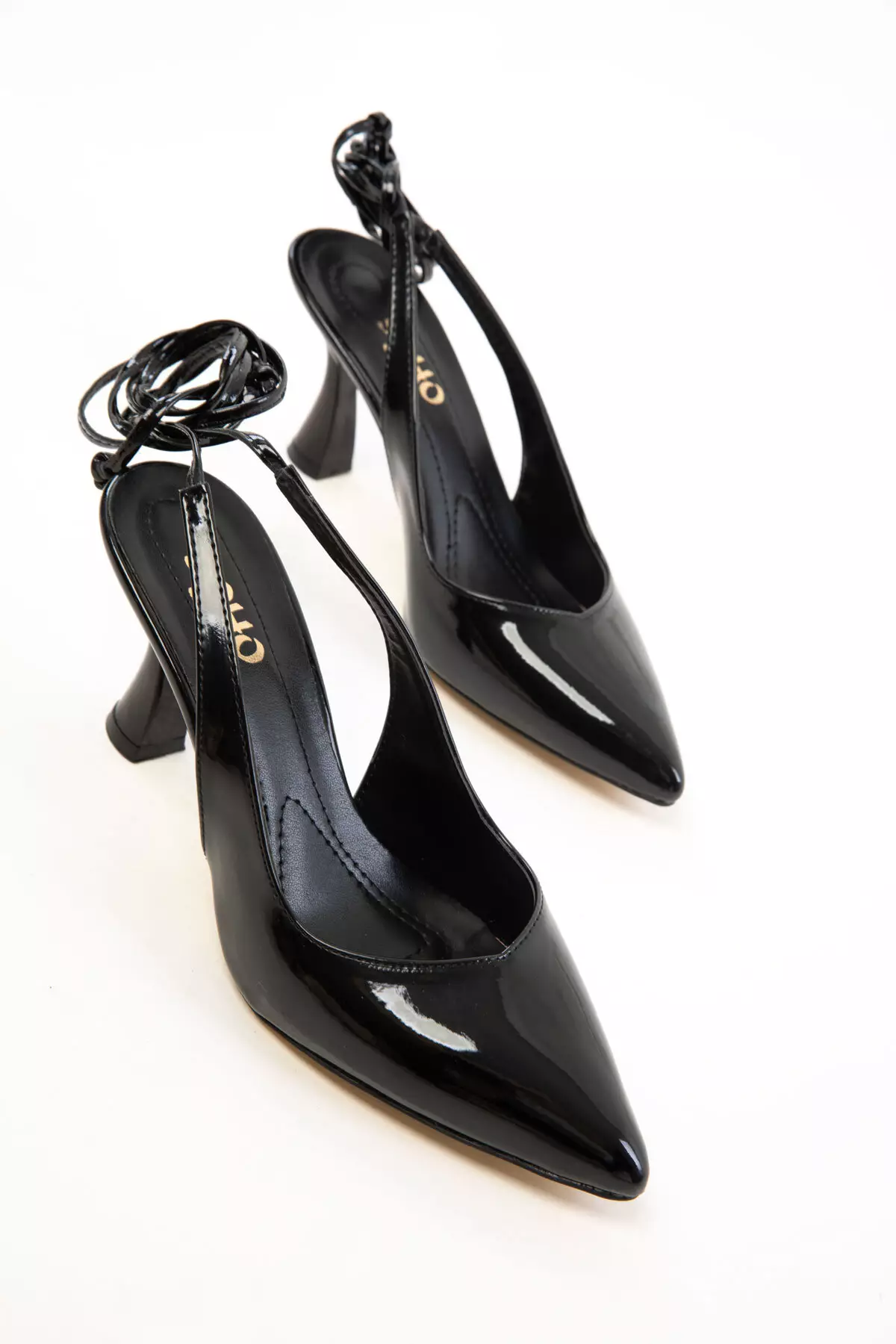 Black Patent Leather Women's Classic Heeled Shoes 15776