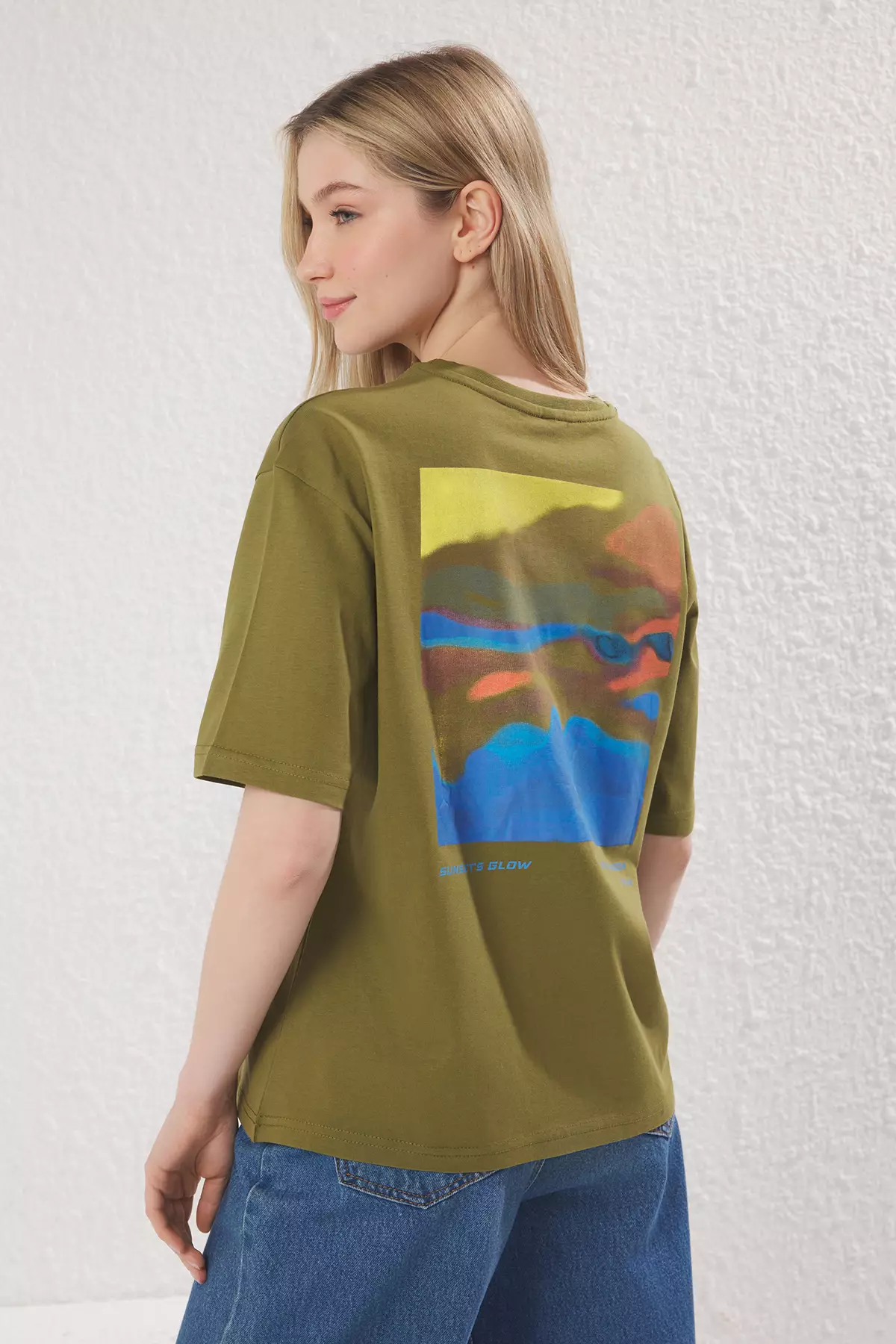 Khaki Premium 100% Cotton Printed Relaxed/Comfortable Pattern Knitted T-Shirt TWOSS24TS00172