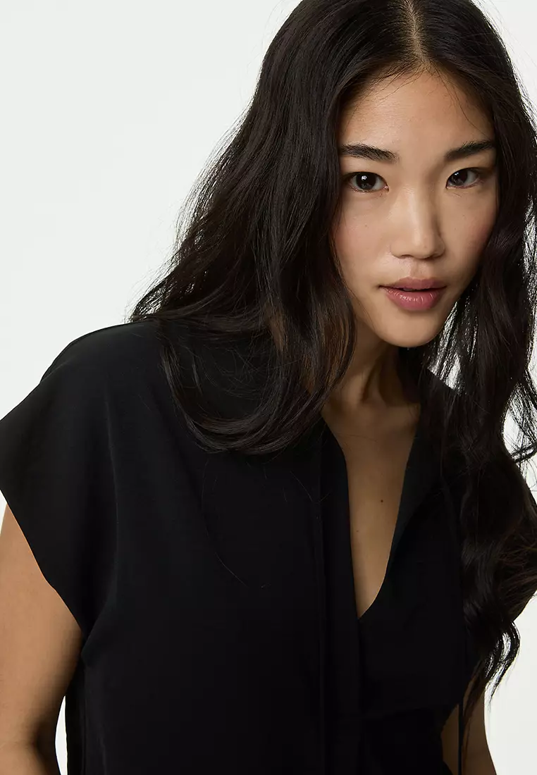 Tie Neck Popover Blouse