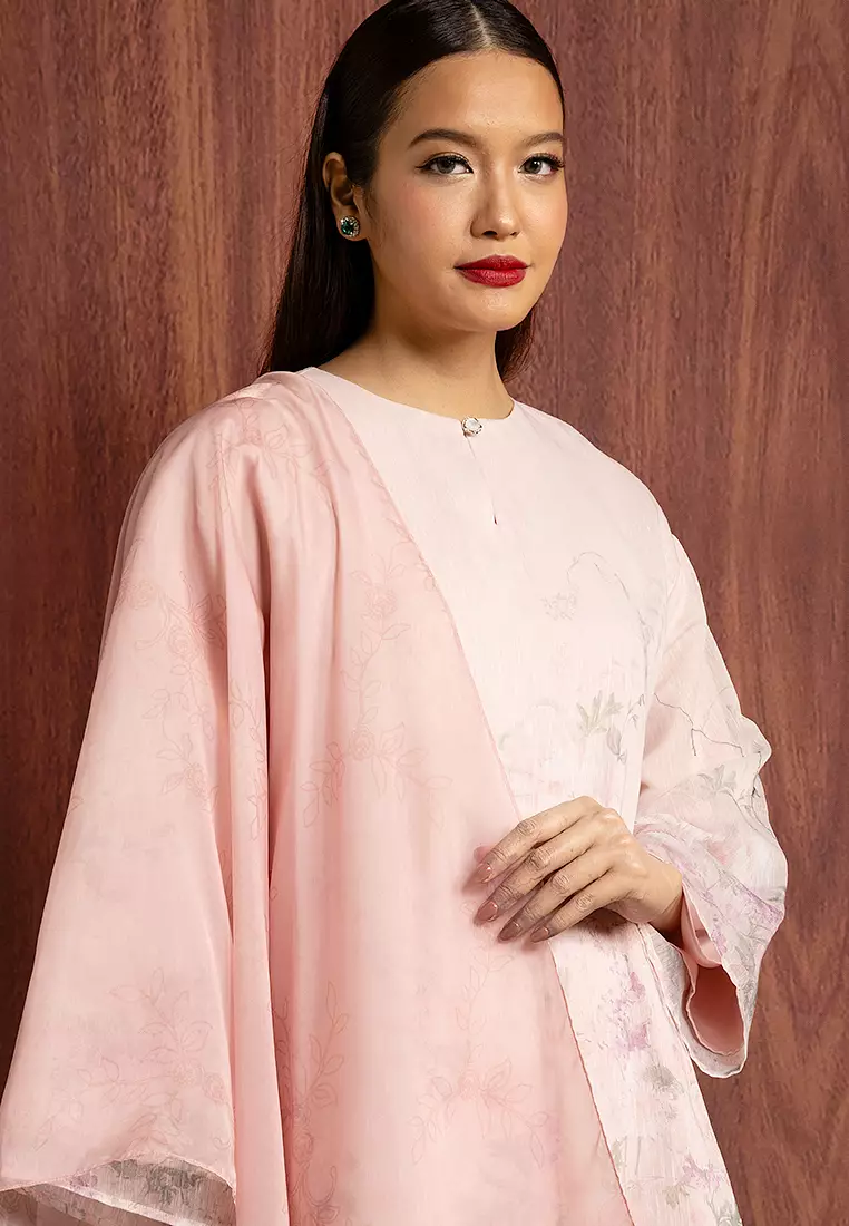 IRIS PRINTED KURUNG LABUH SET WITH SHAWL