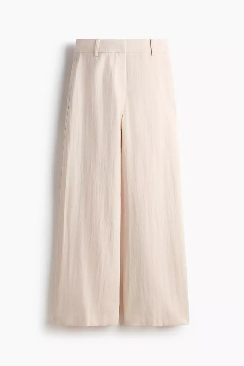 Wide linen-blend trousers