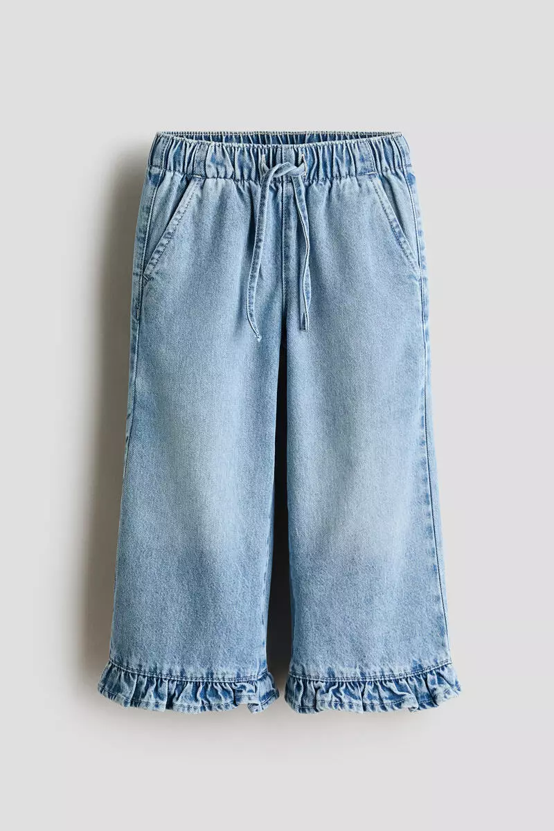 Frill-trimmed cotton trousers