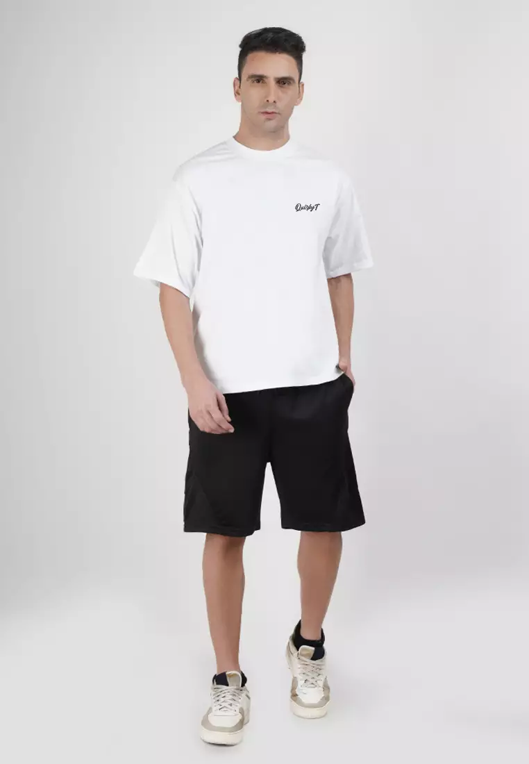 Wild Punch Biker White Graphic Cotton Oversize Tee/Tshirt, Crew Neck, Short Sleeve, Casualwear, Activewear,Streetwear