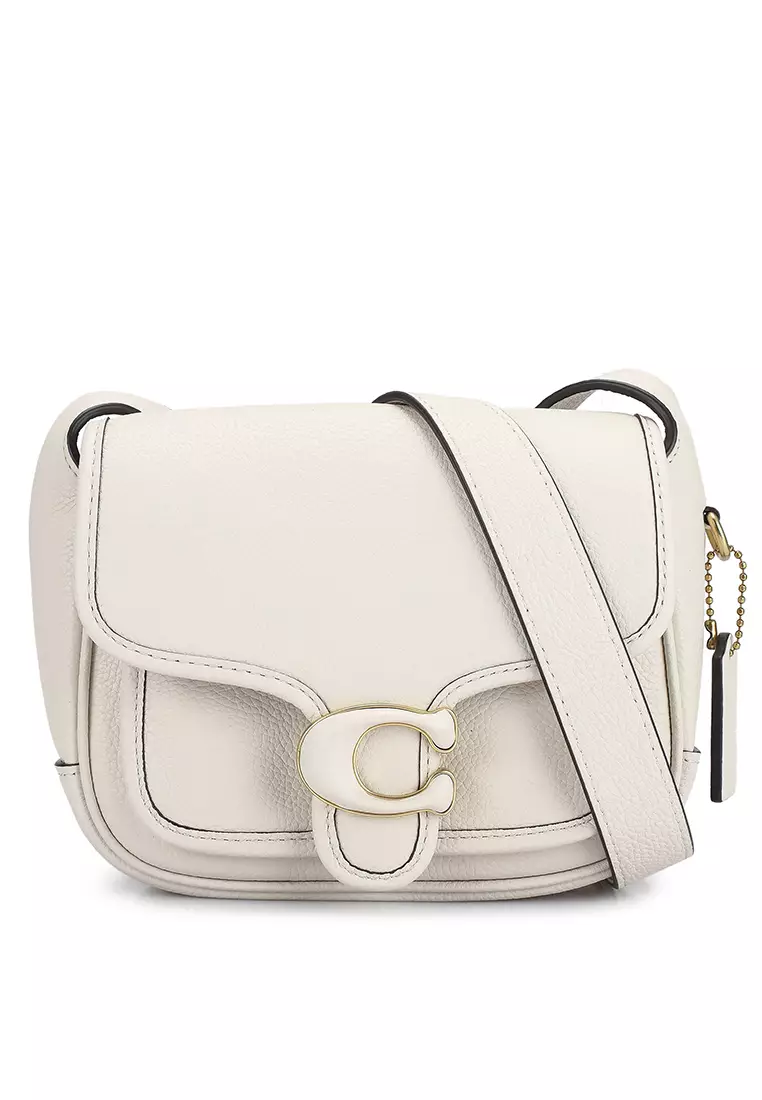 Coach Polished Pebble Tabby 19 Leather Messenger Bag White