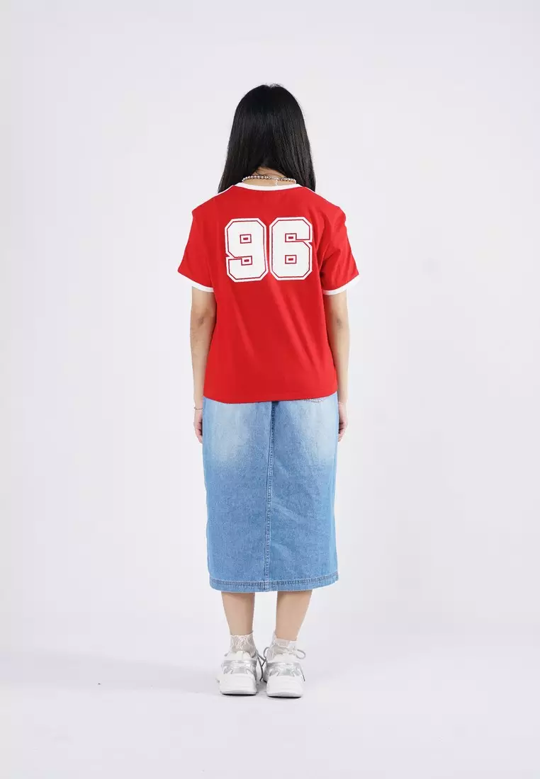 3Second Kaos Wanita Lengan Pendek Boxy Fit Katun Soccer 470225