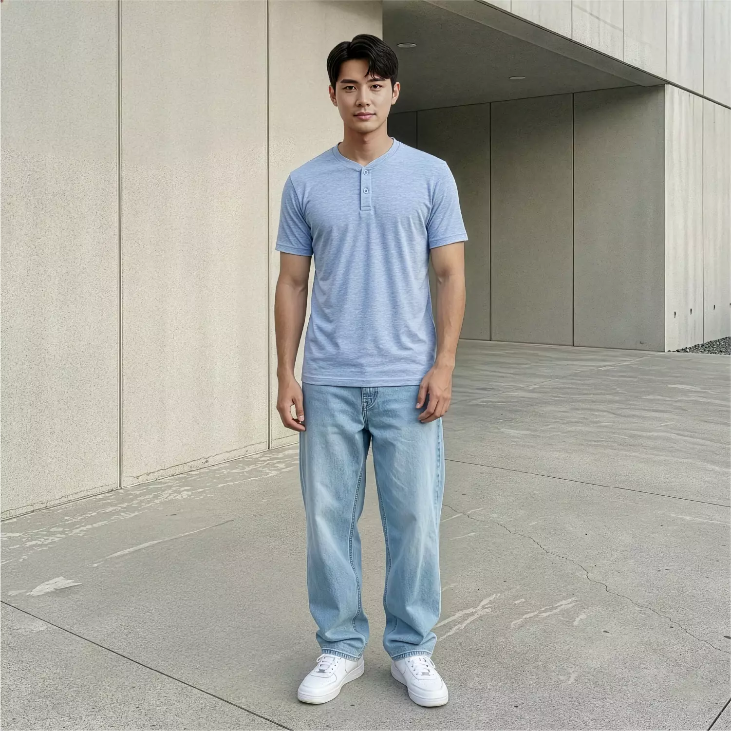 Kale Austin Blue / T-Shirt Kancing Polos Lengan Pendek / Unisex Casual