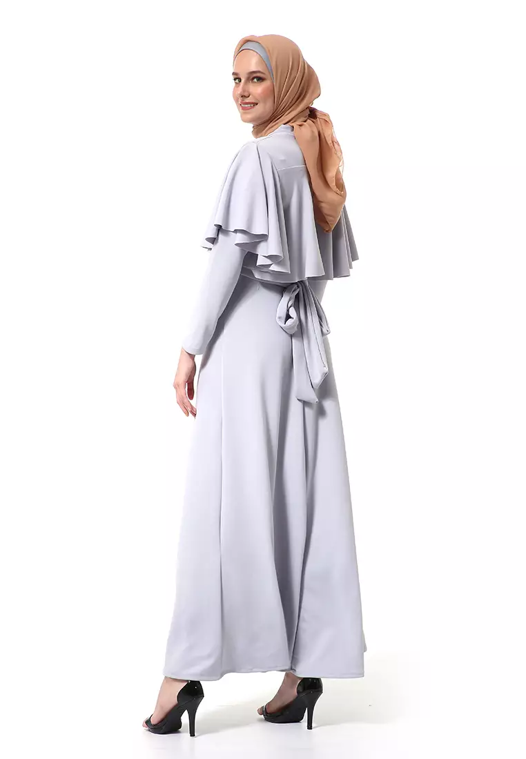 Zeta Dress Fashion Muslimah Wanita Long Sleeve Style Basic Relaxed Fit - Abu