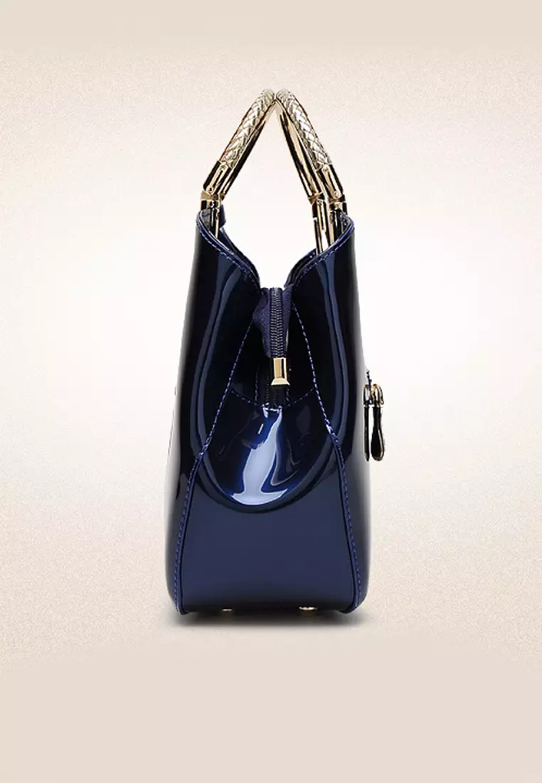 Navy patent leather purse hotsell