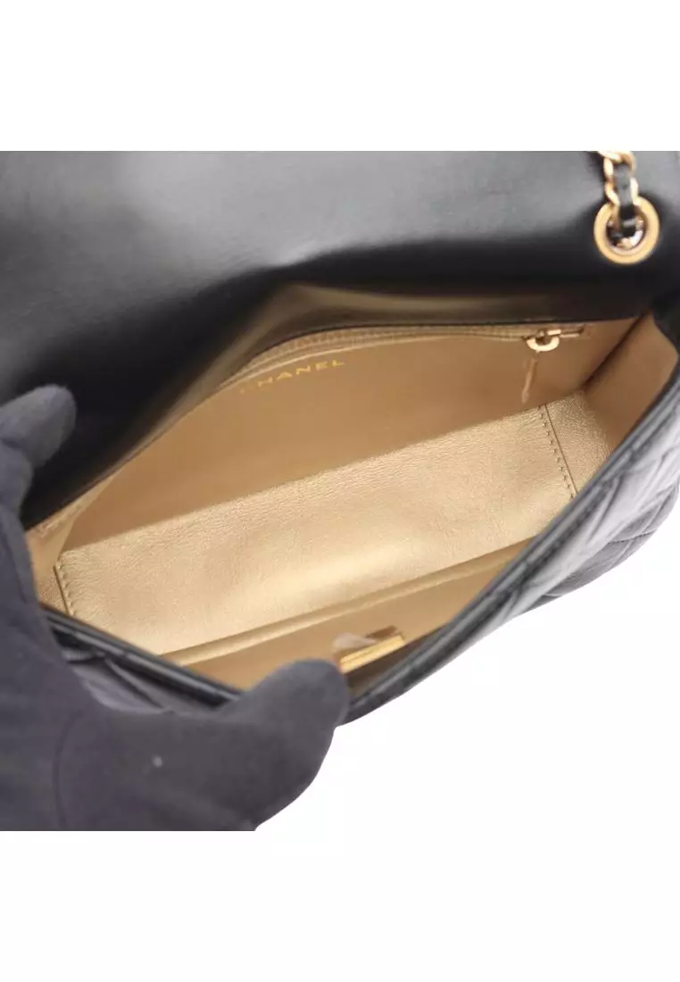 Pre-Loved Chanel Cc Quilted Lambskin Contrast Stitch Single Flap
