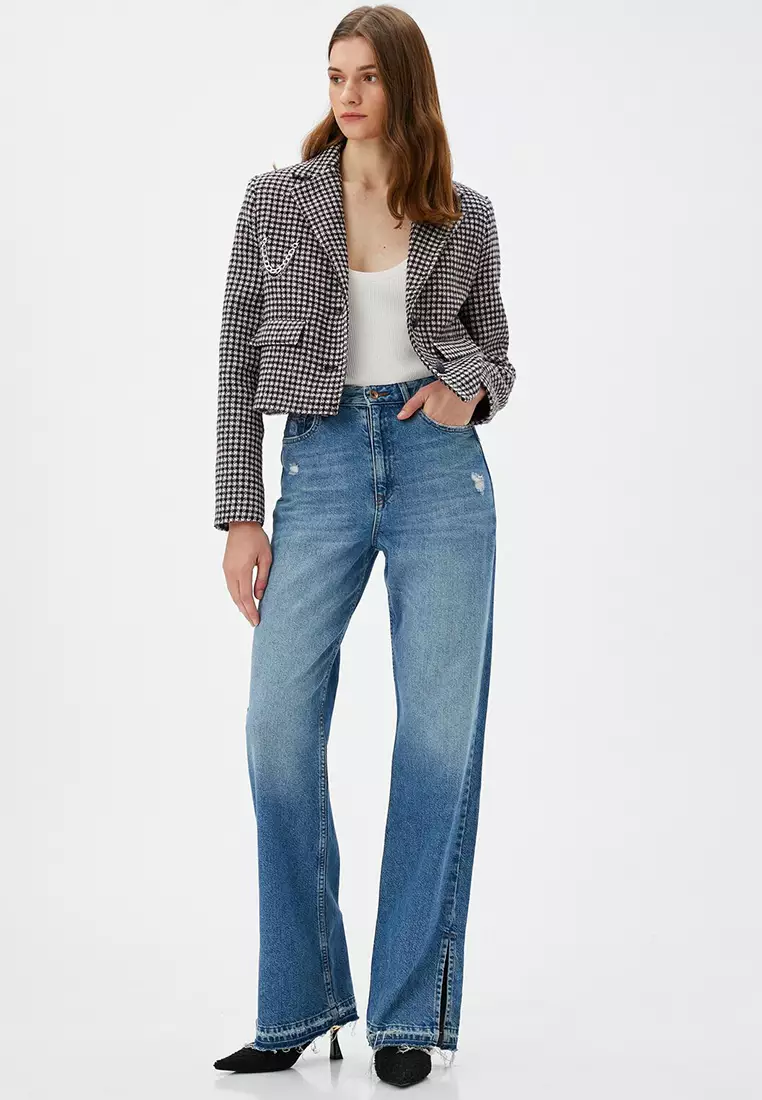 Crop Tweed Jacket with Chain Detail