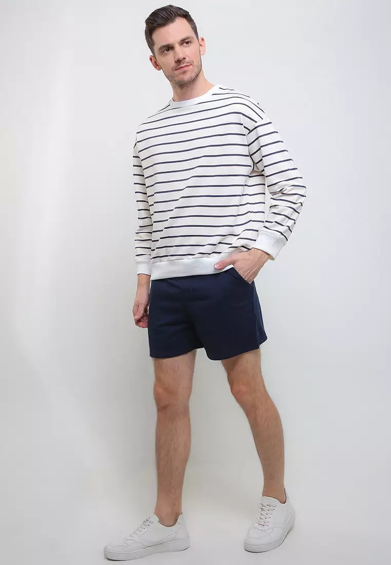 Sweater Lengan Panjang Stripe Short Pants Set