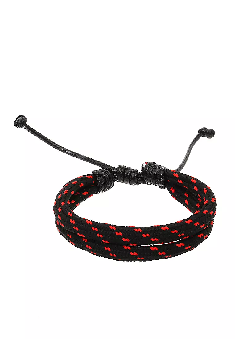 Omrish Bracelet Gelang Men's Motif Leaf One Set Material Paracord ORIGINAL - Black