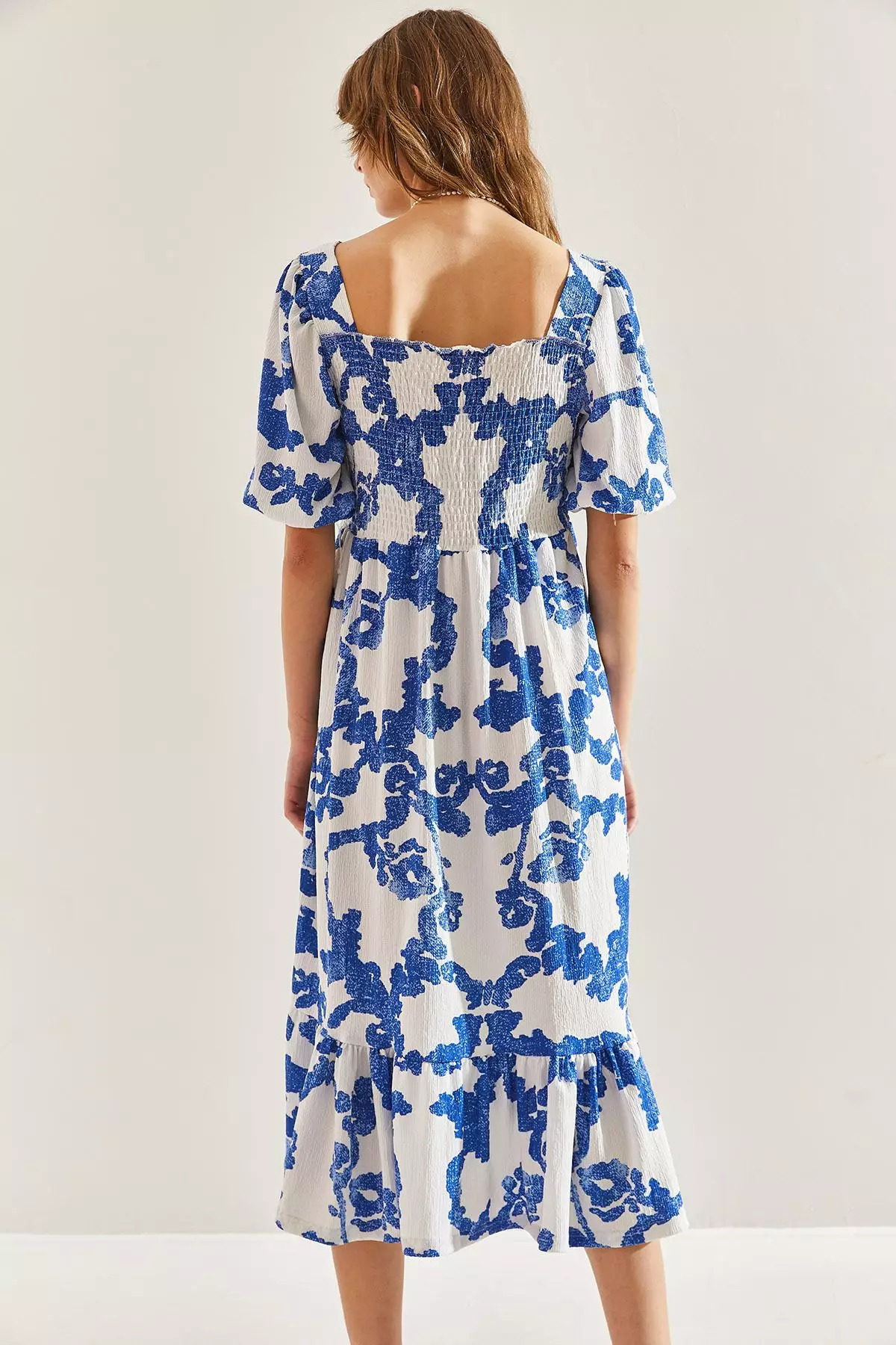 Women's Ruffled Skirt, Square Neck Midi Dress 60251099